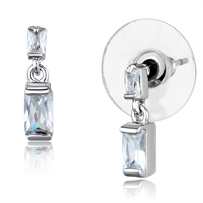 Picture of 3W887 - Brass Earrings Rhodium Women AAA Grade CZ Clear