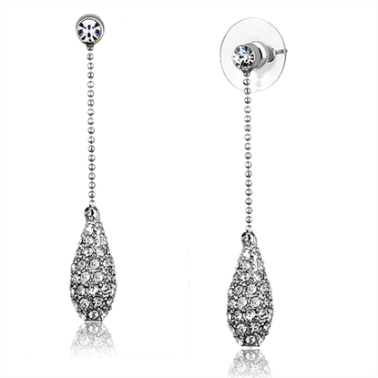 Picture of 3W898 - Brass Earrings Rhodium Women Top Grade Crystal Clear