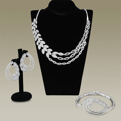 Picture of 3W922 - Brass Jewelry Sets Rhodium Women AAA Grade CZ Clear