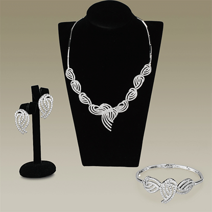 Picture of 3W923 - Brass Jewelry Sets Rhodium Women AAA Grade CZ Clear