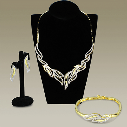 Picture of 3W941 - Brass Jewelry Sets Gold+Rhodium Women AAA Grade CZ Clear