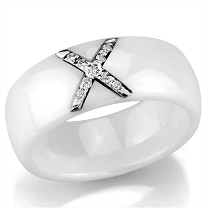 Picture of 3W948 - Stainless Steel Ring High polished (no plating) Women Ceramic White