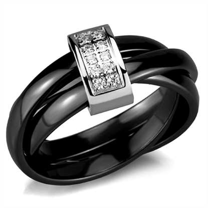 Picture of 3W950 - Stainless Steel Ring High polished (no plating) Women Ceramic Jet