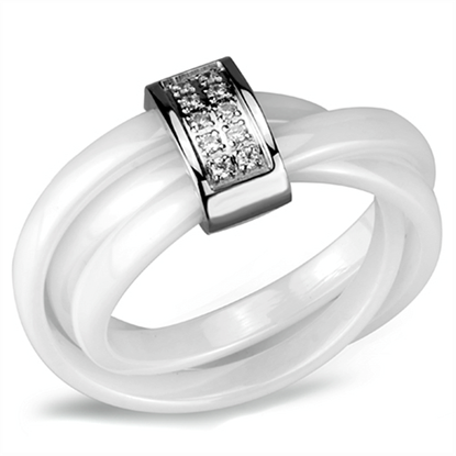 Picture of 3W951 - Stainless Steel Ring High polished (no plating) Women Ceramic White