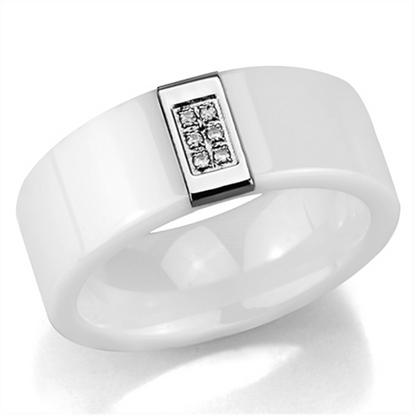 Picture of 3W952 - Stainless Steel Ring High polished (no plating) Women Ceramic White