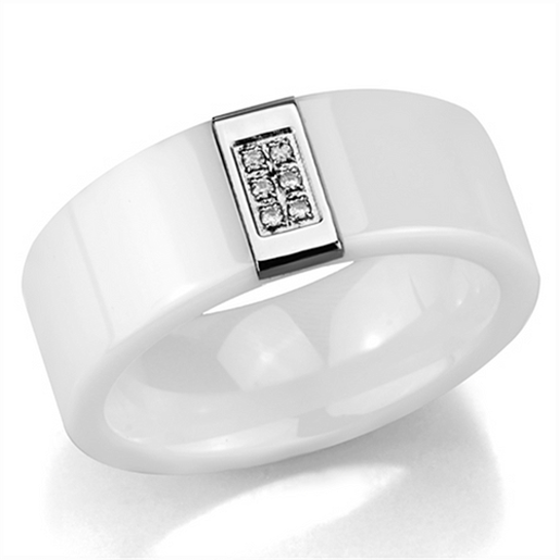 Picture of 3W952 - Stainless Steel Ring High polished (no plating) Women Ceramic White