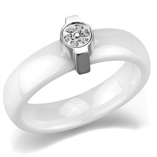 Picture of 3W958 - Stainless Steel Ring High polished (no plating) Women Ceramic White