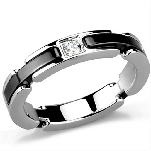 Picture of 3W962 - Stainless Steel Ring High polished (no plating) Women Ceramic Jet