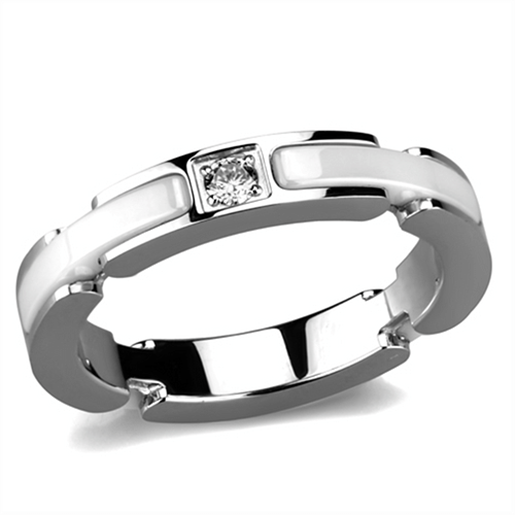 Picture of 3W963 - Stainless Steel Ring High polished (no plating) Women Ceramic White