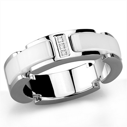 Picture of 3W967 - Stainless Steel Ring High polished (no plating) Women Ceramic White