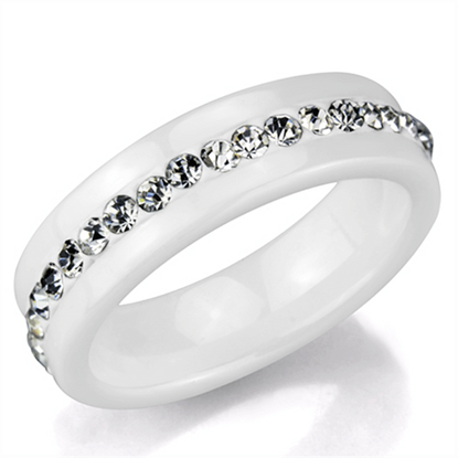 Picture of 3W968 - Stainless Steel Ring High polished (no plating) Women Ceramic White