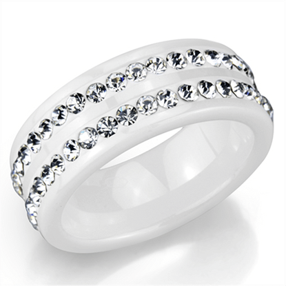 Picture of 3W970 - Stainless Steel Ring High polished (no plating) Women Ceramic White