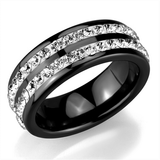 Picture of 3W971 - Stainless Steel Ring High polished (no plating) Women Ceramic Jet