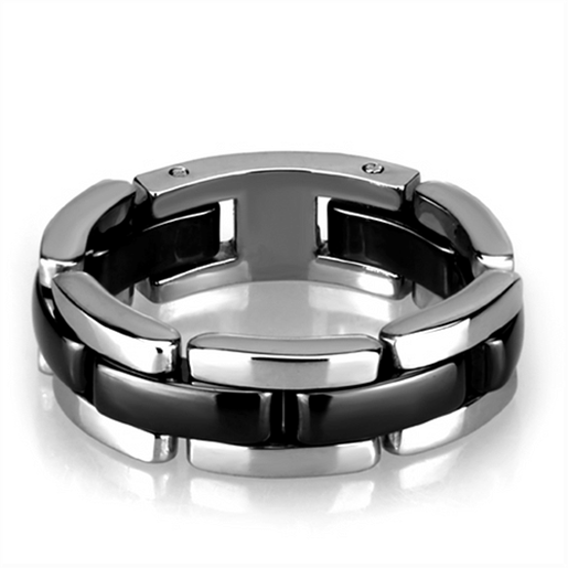 Picture of 3W972 - Stainless Steel Ring High polished (no plating) Women Ceramic Jet