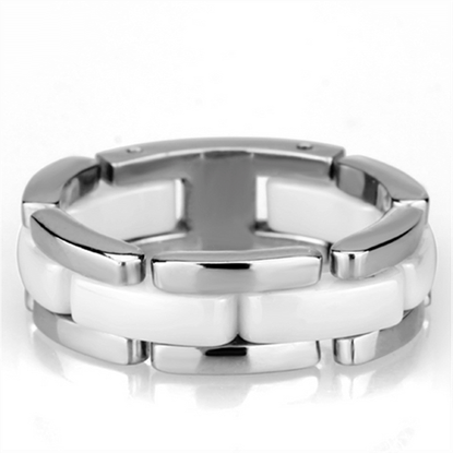 Picture of 3W973 - Stainless Steel Ring High polished (no plating) Women Ceramic White