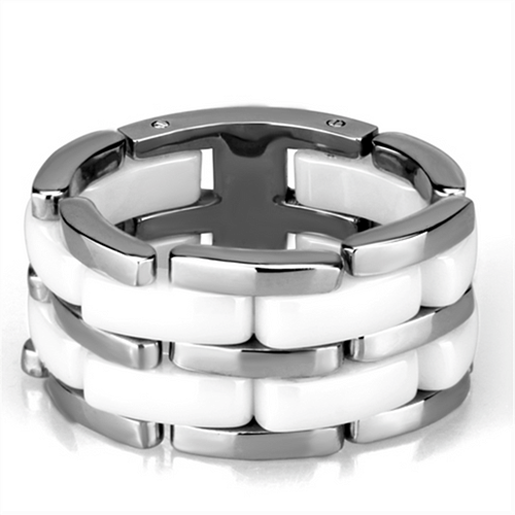 Picture of 3W975 - Stainless Steel Ring High polished (no plating) Women Ceramic White