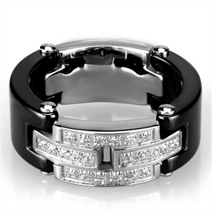 Picture of 3W976 - Stainless Steel Ring High polished (no plating) Women Ceramic Jet