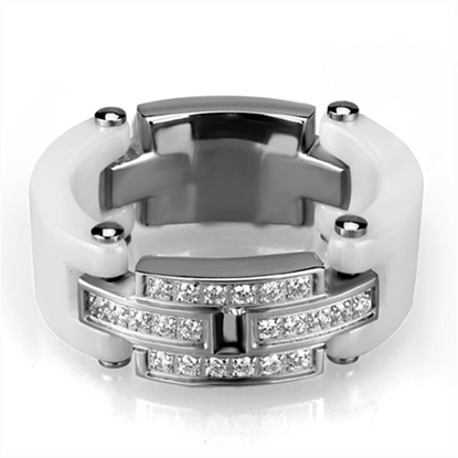 Picture of 3W977 - Stainless Steel Ring High polished (no plating) Women Ceramic White