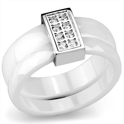 Picture of 3W979 - Stainless Steel Ring High polished (no plating) Women Ceramic White