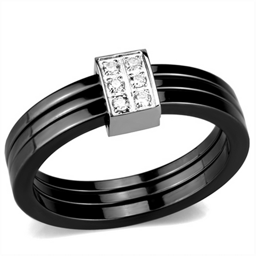 Picture of 3W980 - Stainless Steel Ring High polished (no plating) Women Ceramic Jet