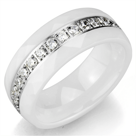 Picture of 3W983 - Stainless Steel Ring High polished (no plating) Women Ceramic White