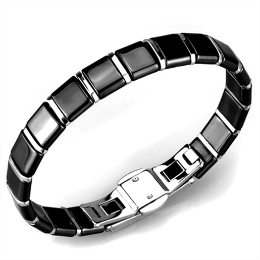 Picture of 3W984 - Stainless Steel Bracelet High polished (no plating) Women Ceramic Jet