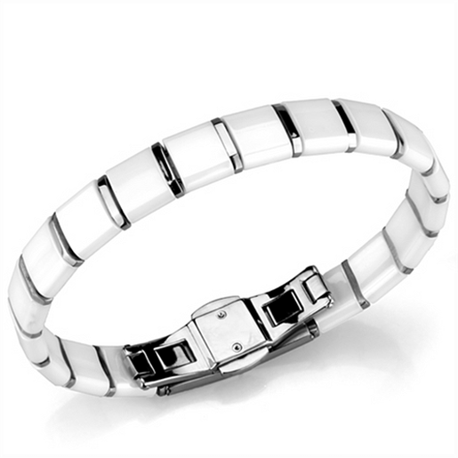 Picture of 3W985 - Stainless Steel Bracelet High polished (no plating) Women Ceramic White