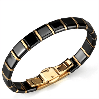 Picture of 3W986 - Stainless Steel Bracelet IP Rose Gold(Ion Plating) Women Ceramic Jet