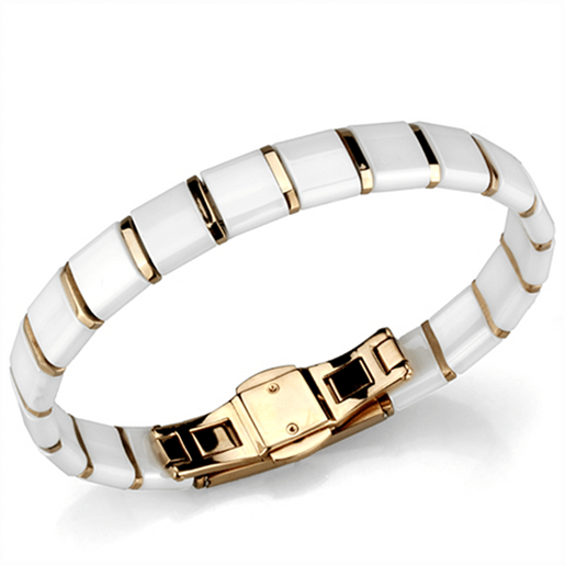 Picture of 3W987 - Stainless Steel Bracelet IP Rose Gold(Ion Plating) Women Ceramic White