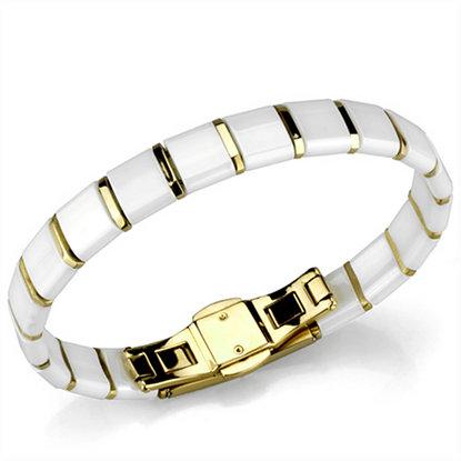 Picture of 3W989 - Stainless Steel Bracelet IP Gold(Ion Plating) Women Ceramic White