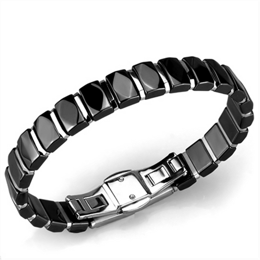 Picture of 3W990 - Stainless Steel Bracelet High polished (no plating) Women Ceramic Jet