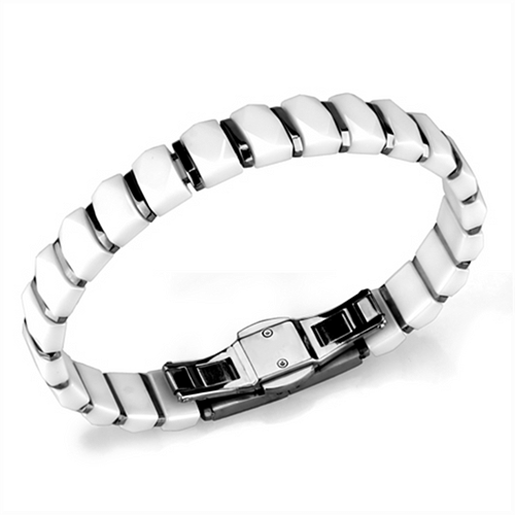 Picture of 3W991 - Stainless Steel Bracelet High polished (no plating) Women Ceramic White