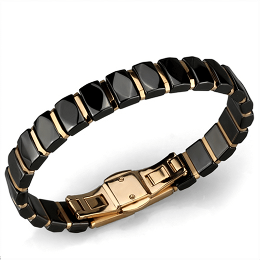 Picture of 3W992 - Stainless Steel Bracelet IP Rose Gold(Ion Plating) Women Ceramic Jet