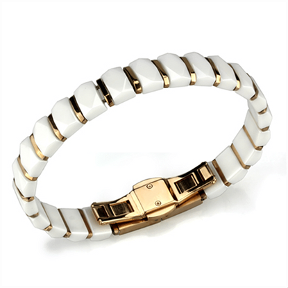 Picture of 3W993 - Stainless Steel Bracelet IP Rose Gold(Ion Plating) Women Ceramic White