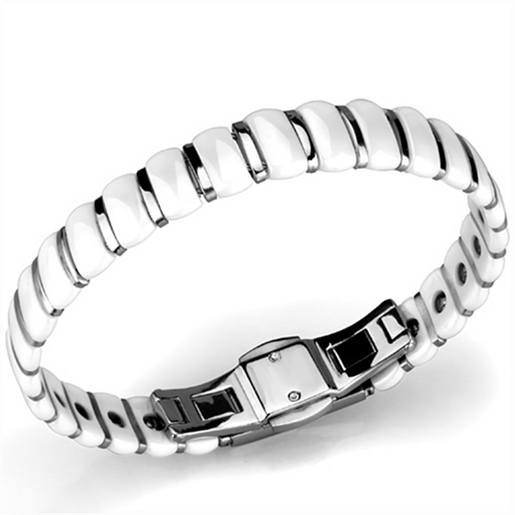 Picture of 3W994 - Stainless Steel Bracelet High polished (no plating) Women Ceramic White