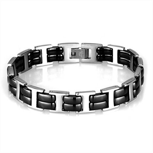 Picture of 3W996 - Stainless Steel Bracelet High polished (no plating) Women Ceramic Jet