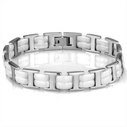 Picture of 3W997 - Stainless Steel Bracelet High polished (no plating) Women Ceramic White