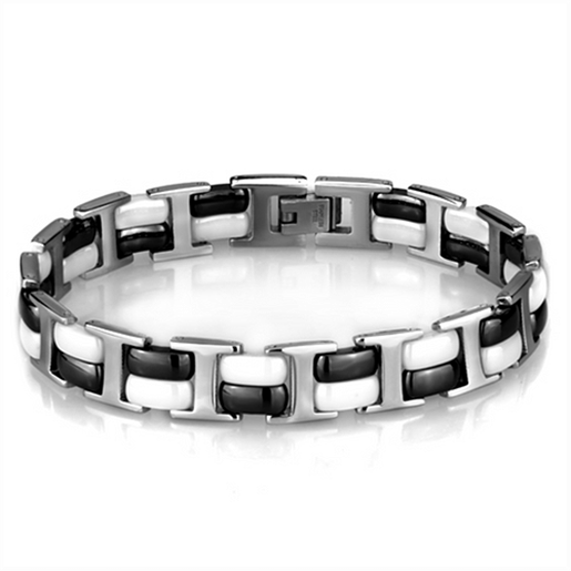 Picture of 3W998 - Stainless Steel Bracelet High polished (no plating) Women Ceramic Jet