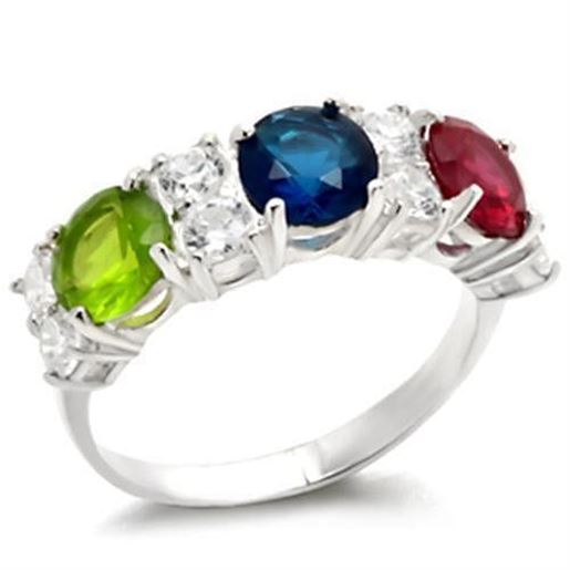 Picture of 40604 - 925 Sterling Silver Ring High-Polished Women AAA Grade CZ Multi Color