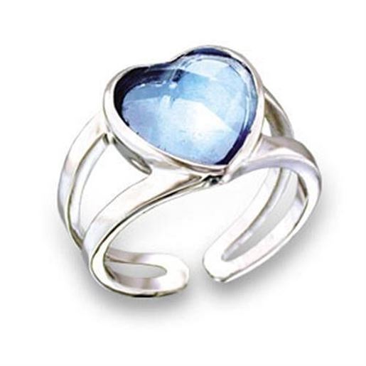 Picture of 411813 - Brass Ring Rhodium Women Top Grade Crystal Sea Blue