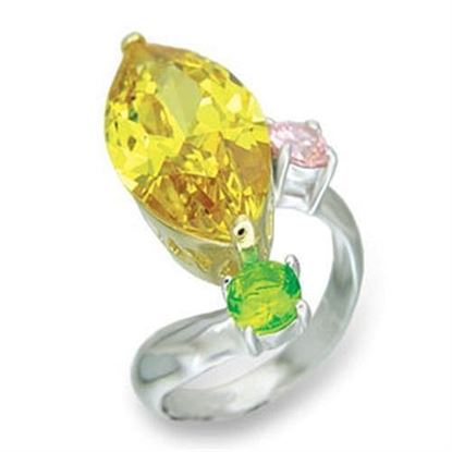 Picture of 413328 - 925 Sterling Silver Ring Reverse Two-Tone Women AAA Grade CZ Citrine