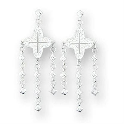 Picture of 414222 - 925 Sterling Silver Earrings High-Polished Women AAA Grade CZ Clear