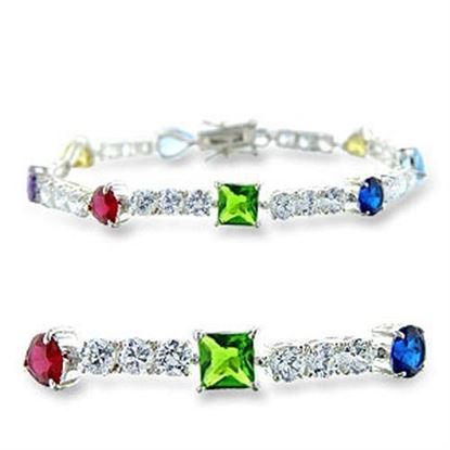 Picture of 414402 - 925 Sterling Silver Bracelet High-Polished Women AAA Grade CZ Multi Color