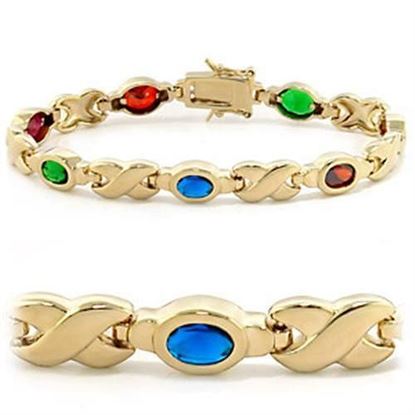 Picture of 415603 - Brass Bracelet Gold Women AAA Grade CZ Multi Color