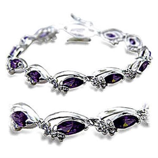 Picture of 415701 - Brass Bracelet Rhodium Women AAA Grade CZ Amethyst