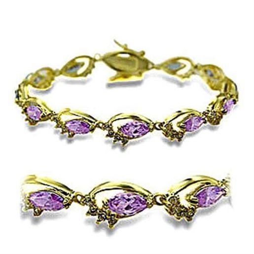 Picture of 415702 - Brass Bracelet Gold Women AAA Grade CZ Light Amethyst