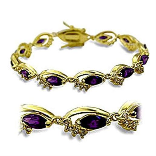 Picture of 415703 - Brass Bracelet Gold Women AAA Grade CZ Amethyst