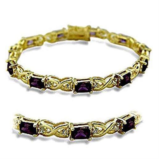 Picture of 415706 - Brass Bracelet Gold Women AAA Grade CZ Amethyst