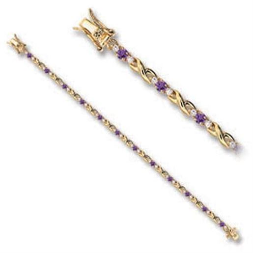 Picture of 46805 - Brass Bracelet Gold Women AAA Grade CZ Tanzanite