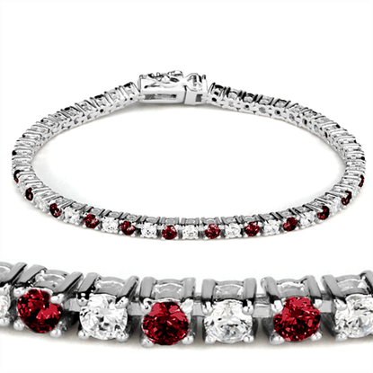 Picture of 46902 - Brass Bracelet Rhodium Women Synthetic Ruby